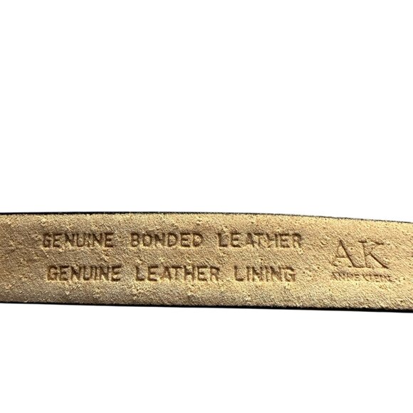 Anne Klein black genuine leather adjustable belt with silver buckle size large - Picture 7 of 11